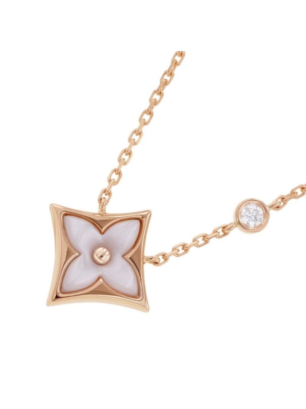 Louis Vuitton Necklace Star Blossom BB Pendant Pink Mother of Pearl Diamond 18k